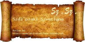 Széplaki Szvetlana névjegykártya